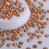 Amber Glass Flat Back Glue-On Rhinestones 16 Cut Facets In Bulk WholesaleRhinestone